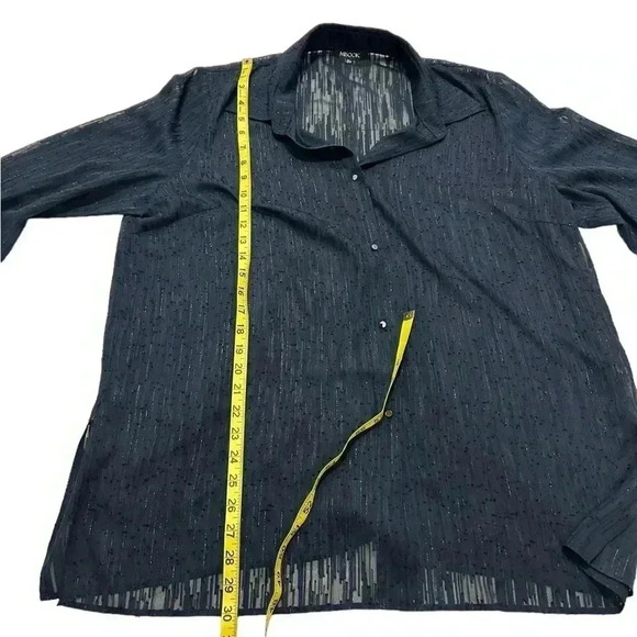 Misook Sheer Metallic Threaded Button Up Blouse XL - Picture 4 of 14